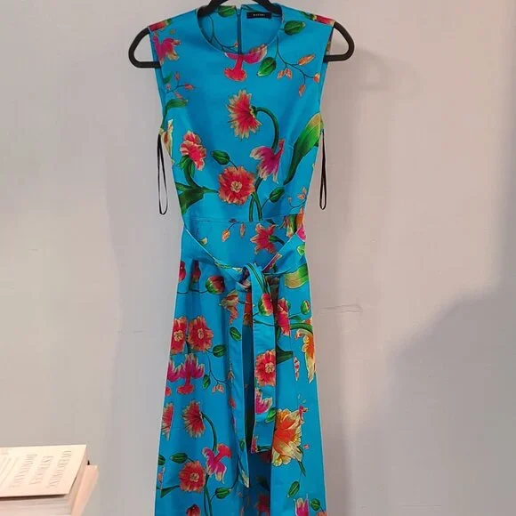 NATORI Floral Midi Dress Size 6 - Picture 1 of 3